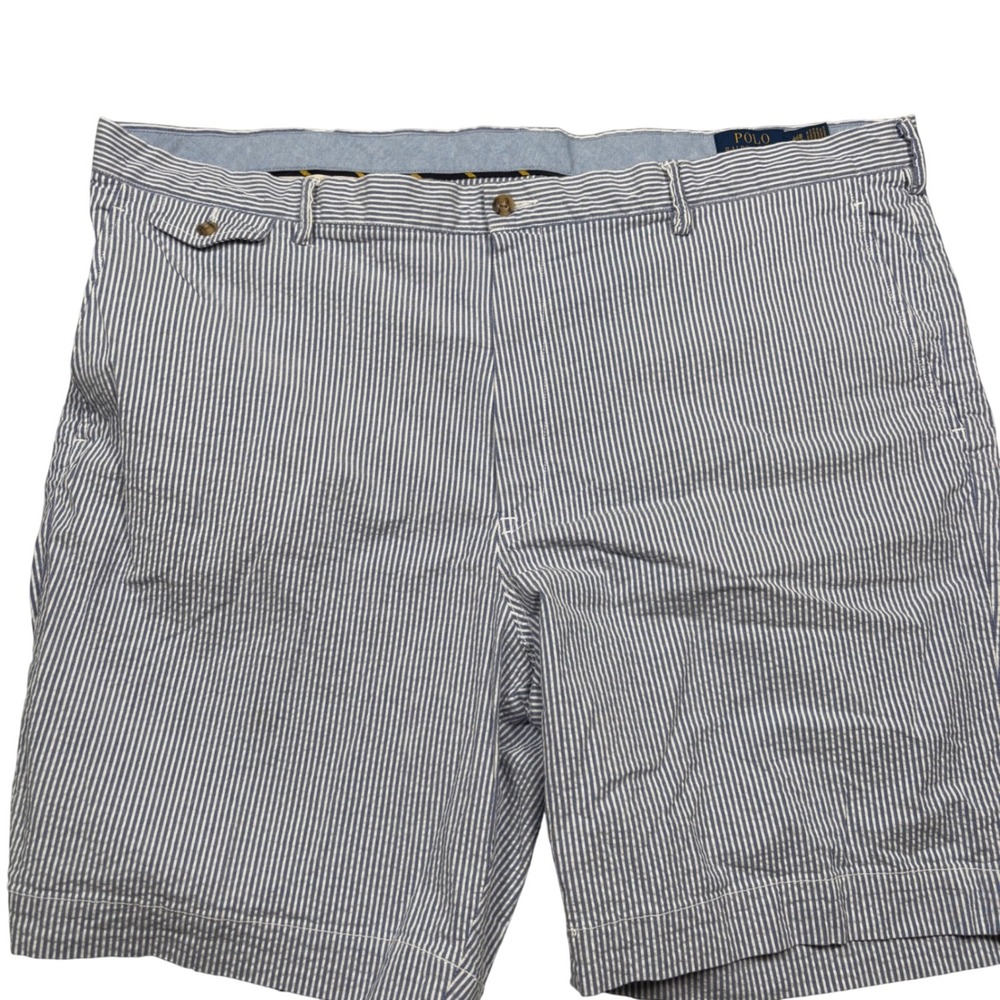 Polo Ralph Lauren Shorts Mens 46 Blue Seersucker Striped Stretch Classic Fit